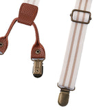 Maxbell 3xKids Suspenders Strong Metal Clip Adjustable Y Back Brace for Birthday Beige