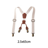 Maxbell 2xKids Suspenders Strong Metal Clip Adjustable Y Back Brace for Birthday Beige