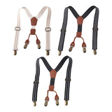 Maxbell 2xKids Suspenders Strong Metal Clip Adjustable Y Back Brace for Birthday Beige