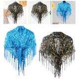 Maxbell Women Shawl Wrap Unique Sequin Shawl Cape for Formal Occasion Festival Dance Blue