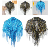 Maxbell Women Shawl Wrap Unique Sequin Shawl Cape for Formal Occasion Festival Dance Blue