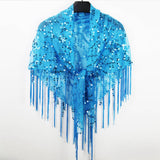 Maxbell Women Shawl Wrap Unique Sequin Shawl Cape for Formal Occasion Festival Dance Blue