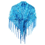 Maxbell Women Shawl Wrap Unique Sequin Shawl Cape for Formal Occasion Festival Dance Blue