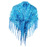 Maxbell Women Shawl Wrap Unique Sequin Shawl Cape for Formal Occasion Festival Dance Blue