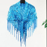 Maxbell Women Shawl Wrap Unique Sequin Shawl Cape for Formal Occasion Festival Dance Blue