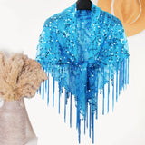 Maxbell Women Shawl Wrap Unique Sequin Shawl Cape for Formal Occasion Festival Dance Blue