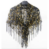 Maxbell Women Shawl Wrap Unique Sequin Shawl Cape for Formal Occasion Festival Dance Black