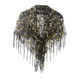 Maxbell Women Shawl Wrap Unique Sequin Shawl Cape for Formal Occasion Festival Dance Black