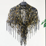 Maxbell Women Shawl Wrap Unique Sequin Shawl Cape for Formal Occasion Festival Dance Black