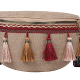 Maxbell 3xBohemian Fanny Pack with Tassels Ethnic Shoulder Bag for Work Birthday Beach Red