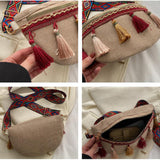 Maxbell 2xBohemian Fanny Pack with Tassels Ethnic Shoulder Bag for Work Birthday Beach Red
