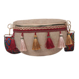 Maxbell 3xBohemian Fanny Pack with Tassels Ethnic Shoulder Bag for Work Birthday Beach Red