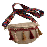 Maxbell 3xBohemian Fanny Pack with Tassels Ethnic Shoulder Bag for Work Birthday Beach Red