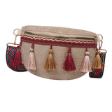 Maxbell 2xBohemian Fanny Pack with Tassels Ethnic Shoulder Bag for Work Birthday Beach Red