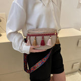 Maxbell 2xBohemian Fanny Pack with Tassels Ethnic Shoulder Bag for Work Birthday Beach Red