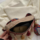 Maxbell 2xBohemian Fanny Pack with Tassels Ethnic Shoulder Bag for Work Birthday Beach Red