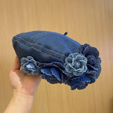 Maxbell 2xWomen Beret Hat Gift Casual Comfortable Painter Hat for Autumn Spring Hiking Denim Color