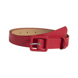 Maxbell Women PU Leather Belt Simple Decorative Waist Belt for Sweater Dresses Girls Red