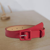 Maxbell Women PU Leather Belt Simple Decorative Waist Belt for Sweater Dresses Girls Red