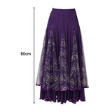 Maxbell Womens Latin Ballroom Dance Skirt Latin Dance Dress Clothes Long Skirt S Size Purple