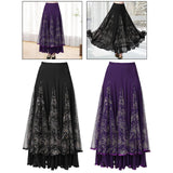 Maxbell Womens Latin Ballroom Dance Skirt Latin Dance Dress Clothes Long Skirt S Size Purple