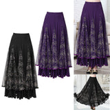 Maxbell Womens Latin Ballroom Dance Skirt Latin Dance Dress Clothes Long Skirt S Size Purple