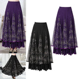 Maxbell Womens Latin Ballroom Dance Skirt Latin Dance Dress Clothes Long Skirt S Size Purple