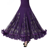 Maxbell Womens Latin Ballroom Dance Skirt Latin Dance Dress Clothes Long Skirt S Size Purple