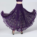 Maxbell Womens Latin Ballroom Dance Skirt Latin Dance Dress Clothes Long Skirt S Size Purple