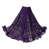 Maxbell Womens Latin Ballroom Dance Skirt Latin Dance Dress Clothes Long Skirt S Size Purple