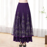 Maxbell Womens Latin Ballroom Dance Skirt Latin Dance Dress Clothes Long Skirt S Size Purple