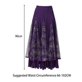 Maxbell Womens Latin Ballroom Dance Skirt Latin Dance Dress Clothes Long Skirt L Size Purple