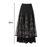 Maxbell Womens Latin Ballroom Dance Skirt Latin Dance Dress Clothes Long Skirt S Size Black