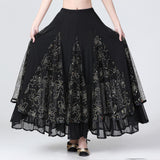 Maxbell Womens Latin Ballroom Dance Skirt Latin Dance Dress Clothes Long Skirt S Size Black