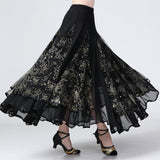 Maxbell Womens Latin Ballroom Dance Skirt Latin Dance Dress Clothes Long Skirt S Size Black