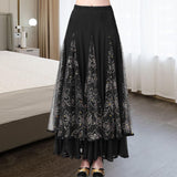 Maxbell Womens Latin Ballroom Dance Skirt Latin Dance Dress Clothes Long Skirt S Size Black