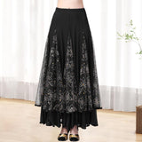 Maxbell Womens Latin Ballroom Dance Skirt Latin Dance Dress Clothes Long Skirt S Size Black