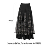 Maxbell Womens Latin Ballroom Dance Skirt Latin Dance Dress Clothes Long Skirt L Size Black