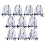 Maxbell 10x Drawstring Backpacks Polyester Gym Bags for DIY Craft Traveling Swimming White