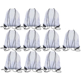 Maxbell 10x Drawstring Backpacks Polyester Gym Bags for DIY Craft Traveling Swimming White