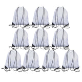 Maxbell 10x Drawstring Backpacks Polyester Gym Bags for DIY Craft Traveling Swimming White