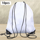 Maxbell 10x Drawstring Backpacks Polyester Gym Bags for DIY Craft Traveling Swimming White