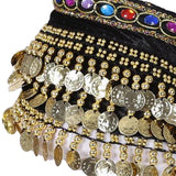 Maxbell 2xBelly Dance Hip Scarf Wrap Outfit for Latin Dance Stage Performance Festival black