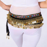 Maxbell 2xBelly Dance Hip Scarf Wrap Outfit for Latin Dance Stage Performance Festival black