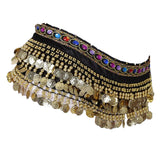 Maxbell 2xBelly Dance Hip Scarf Wrap Outfit for Latin Dance Stage Performance Festival black