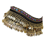 Maxbell 2xBelly Dance Hip Scarf Wrap Outfit for Latin Dance Stage Performance Festival black