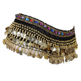 Maxbell 2xBelly Dance Hip Scarf Wrap Outfit for Latin Dance Stage Performance Festival black