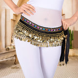 Maxbell 2xBelly Dance Hip Scarf Wrap Outfit for Latin Dance Stage Performance Festival black