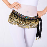 Maxbell 2xBelly Dance Hip Scarf Wrap Outfit for Latin Dance Stage Performance Festival black
