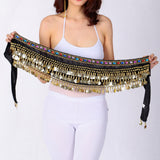 Maxbell 2xBelly Dance Hip Scarf Wrap Outfit for Latin Dance Stage Performance Festival black